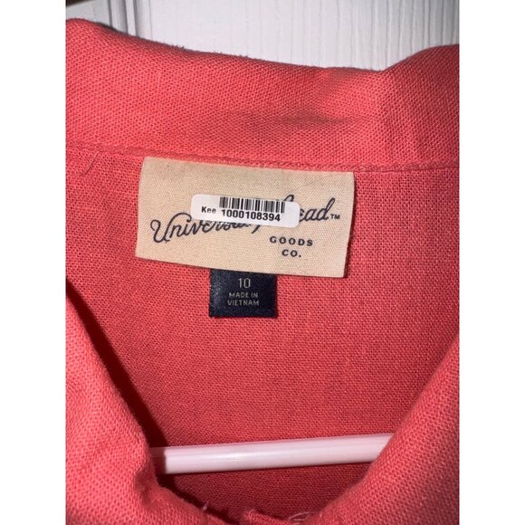 Universal Thread Linen Coral Romper Shorts Short Sleeve Button Front 10 Casual - Picture 4 of 8